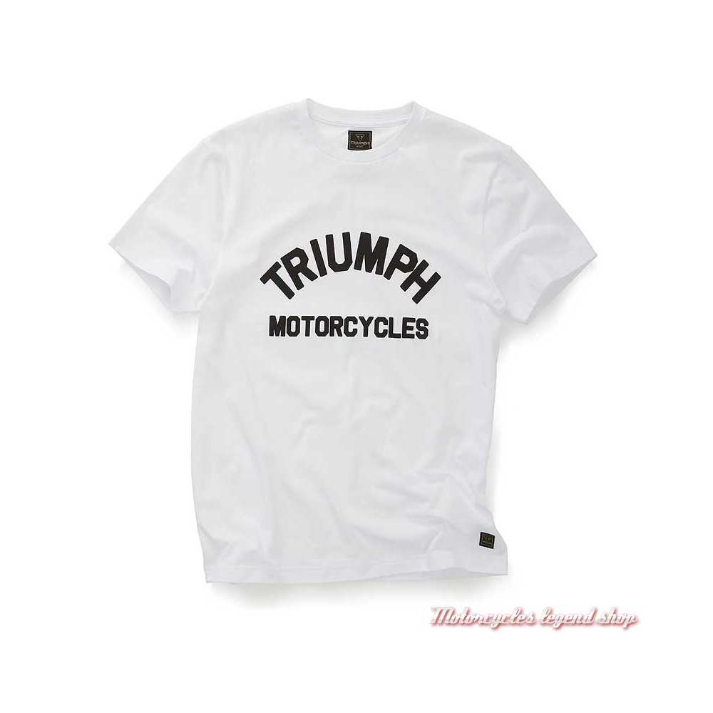Tee-shirt Burnham blanc homme Triumph, manches courtes, coton, MTSS20008