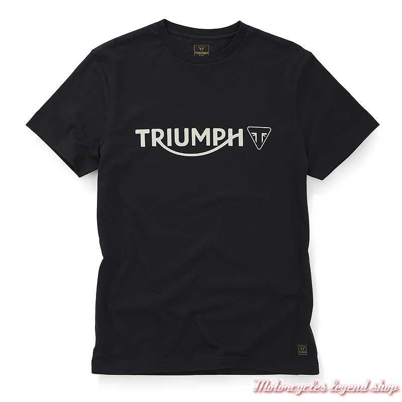 Tee-shirt Cartmel noir homme Triumph, manches courtes, coton, MTSS20036