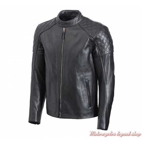 Blouson cuir Braddan Triumph homme, noir, matelassé, MLHS20111