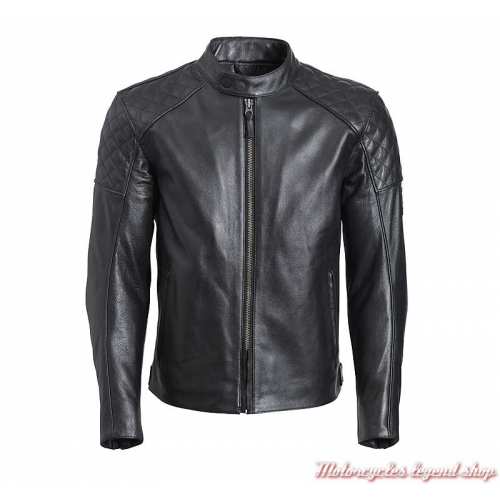 Blouson cuir Braddan Triumph homme, noir, matelassé, face, MLHS20111