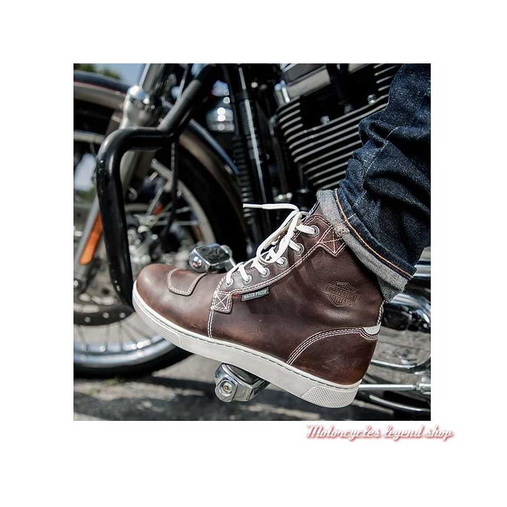 Chaussures Steinman marron Harley-Davidson homme, CE waterproof, à lacets, visuel, D97140