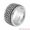 Bague Chain Zippo mixte, acier, argent, strass zircon