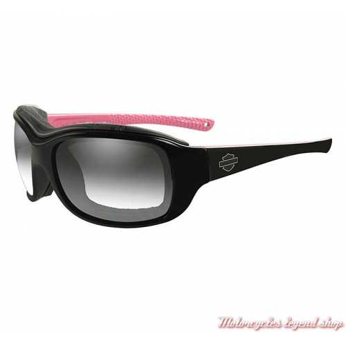 Lunettes jour/nuit Journey Harley-Davidson femme, noir brillant, rose, cavité intérieur amovible, HDJNY05