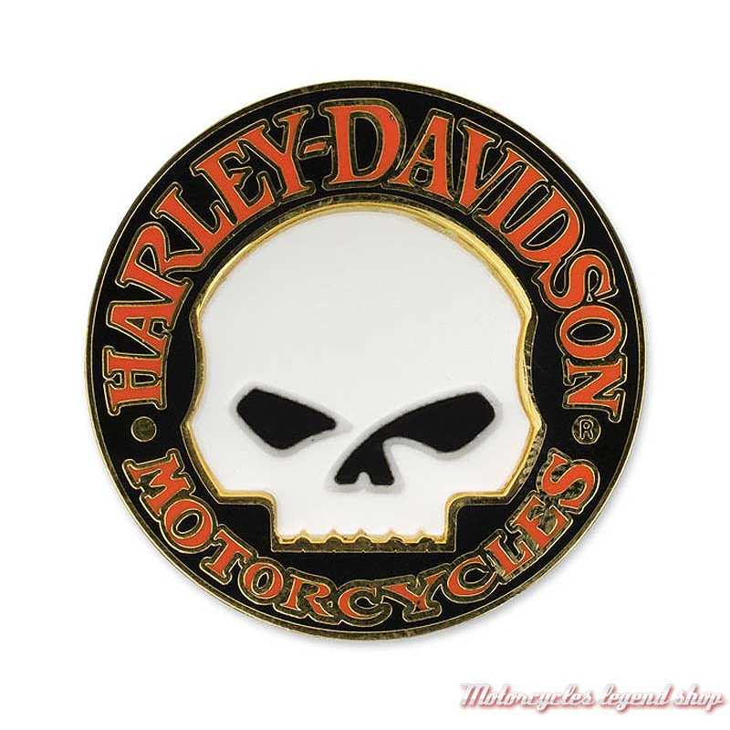 Pin's Willie G. Harley-Davidson, métal doré, noir, blanc, orange, P1199262
