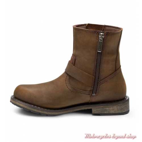 Bottes Kommer Harley-Davidson femme, marron, waterproof, homloguées CE, boucle, zip intérieur, D86128