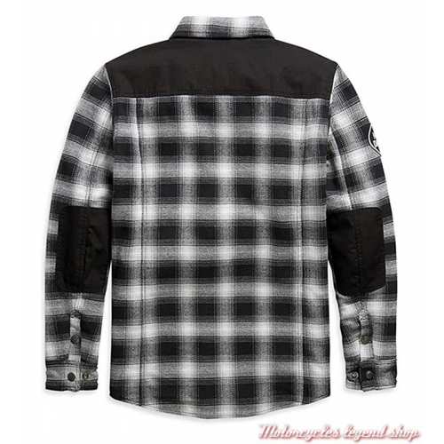 Chemise Arterial Harley-Davidson homme, noir, blanc, résistant abrasion, homologué CE, sans protection, dos, 98147-20EM