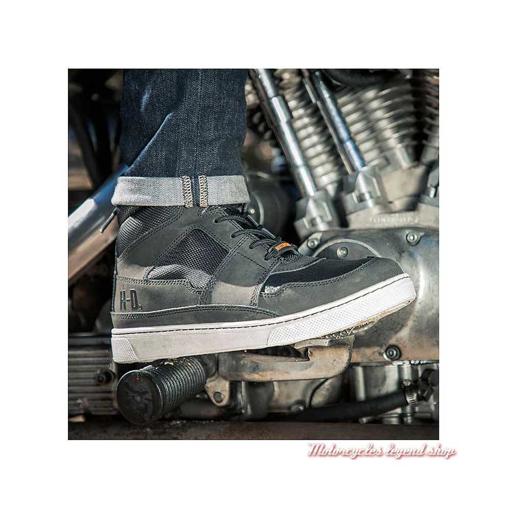 Baskets Eagleson Harley-Davidson homme, cuir, mesh, noir, waterproof, visuel, D93555