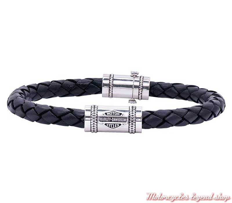 Bracelet cuir Bar Shield Harley Davidson homme Motorcycles Legend shop