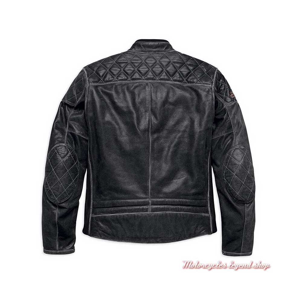Blouson cuir Screamin' Eagle Harley-Davidson homme, noir, surpiqures, dos, 98032-18EM