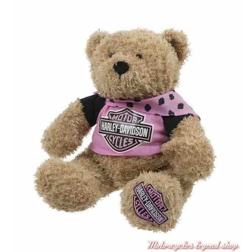 Peluche Babe Harley-Davidson, habits noir, rose, 30 cm, 9950851