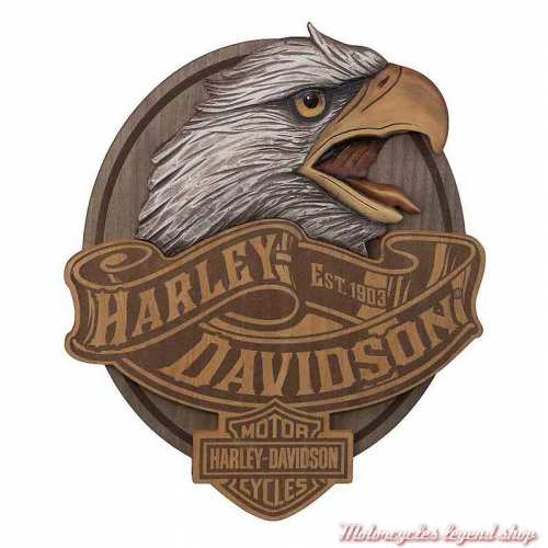 Panneau Eagle Harley-Davidson, bois sculpté, HDL-15322