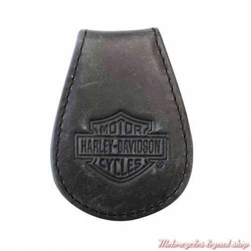 Porte billet cuir gris Bar & Shield Harley-Davidson magnétique, MCH8492-Gry-Blk