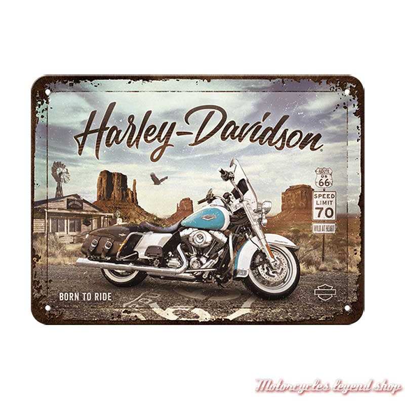 Plaque métal Route 66 Road King Classic Harley-Davidson, 15 x 20 cm, 26255