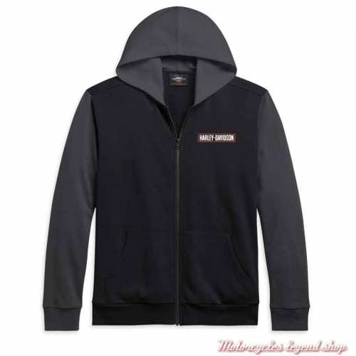 Sweatshirt Colorblock Harley-Davidson homme, noir, gris, zippé, capuche, coton, polyester, 96191-21VM