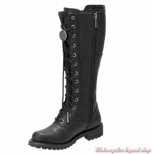 Bottes Walfield femme Harley-Davidson, cuir noir, à lacets, zip, D8453-2