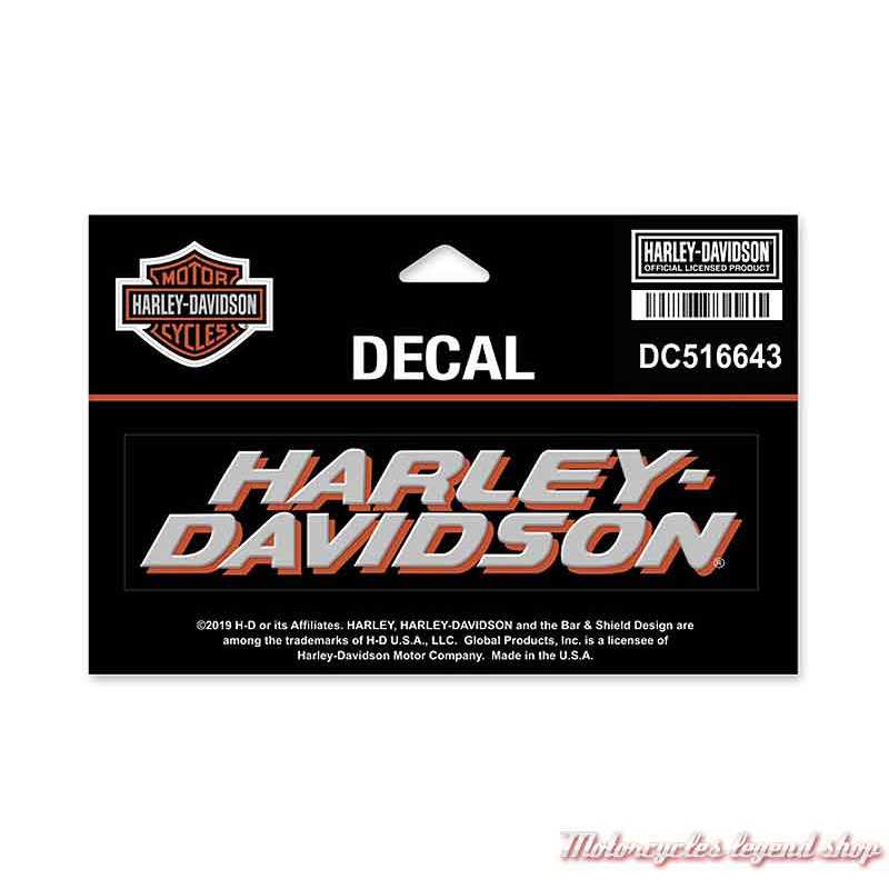 Sticker Harley-Davidson, noir, orange, gris, 15 x 9.5 cm, DC516643