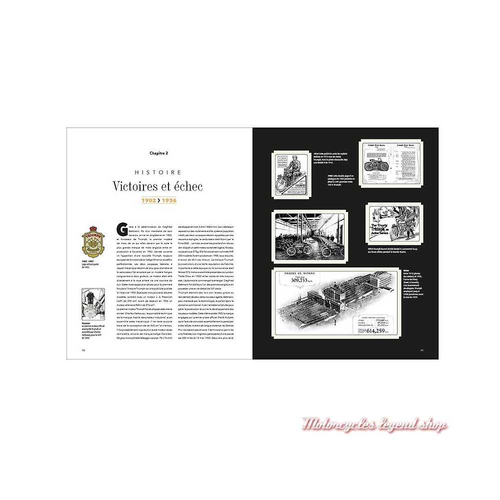 Livre Triumph, l'art motocycliste anglais, 240 pages, Michaël Levivier et Zef Enault, pages 10-11