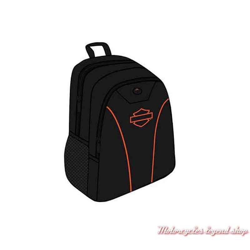 Sac à dos Harley-Davidson, noir, Bar & Shield orange