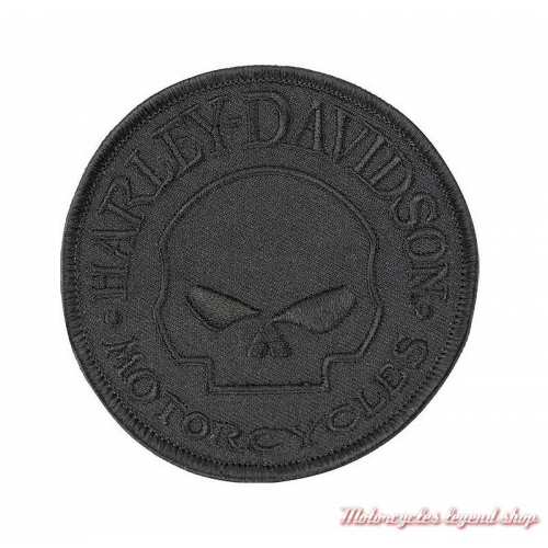 Patch Skull Wilie G. Black Harley-Davidson, circulaire, brodé, 9 cm, EM1199801