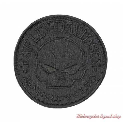 Patch Skull Wilie G. Black Harley-Davidson, circulaire, brodé, 9 cm, EM1199801