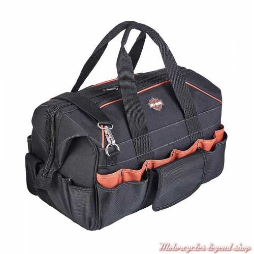 Sac à outils Harley-Davidson, noir, polyester, nombreux rangement, fermé, 99103