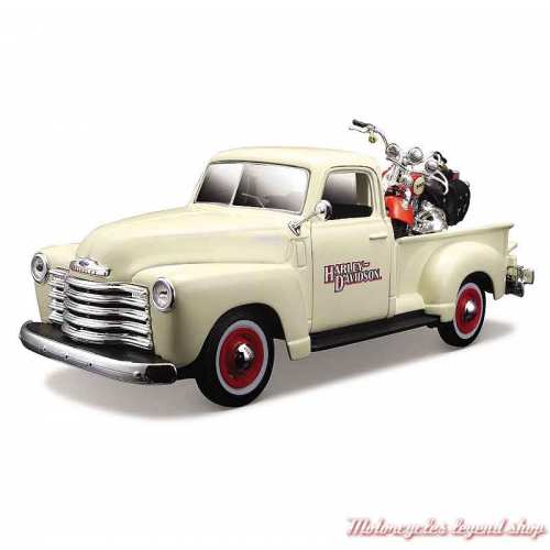 Miniature Pickup Chevrolet 3100 1950 et FLSTS Heritage Springer 2001 Harley-Davidson, 1/24, crème orange, 32161-32194