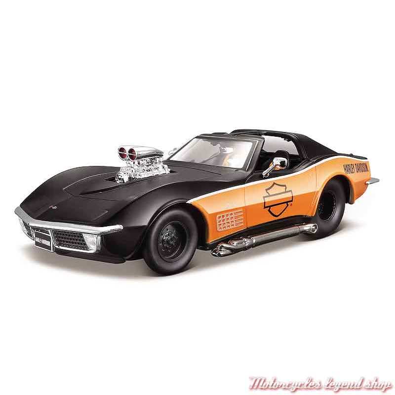 Miniature Corvette 1970 Harley-Davidson, noir, orange, 1/24, 32160-32193