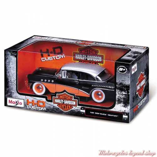 Miniature Buick Century 1955 Harley-Davidson, noir, orange, 1/24, boite, 32160-32197