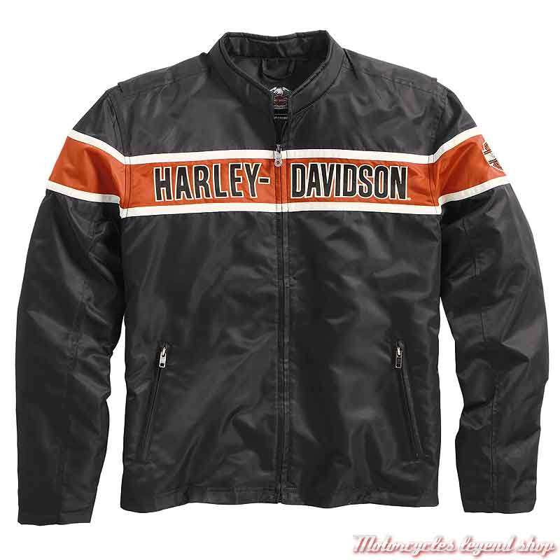 Blouson textile Generations, homme, noir, orange, beige, vintage, Harley-Davidson 98162-21VM
