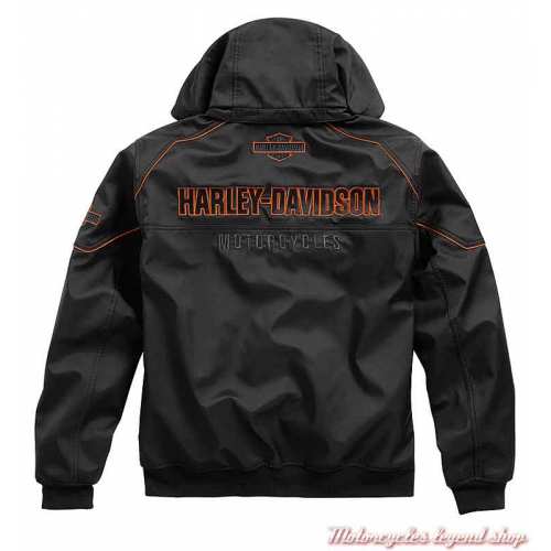 Blouson polaire Idyll Performance homme, capuche amovible, noir, polyester, Harley-Davidson dos, 98163-21VM