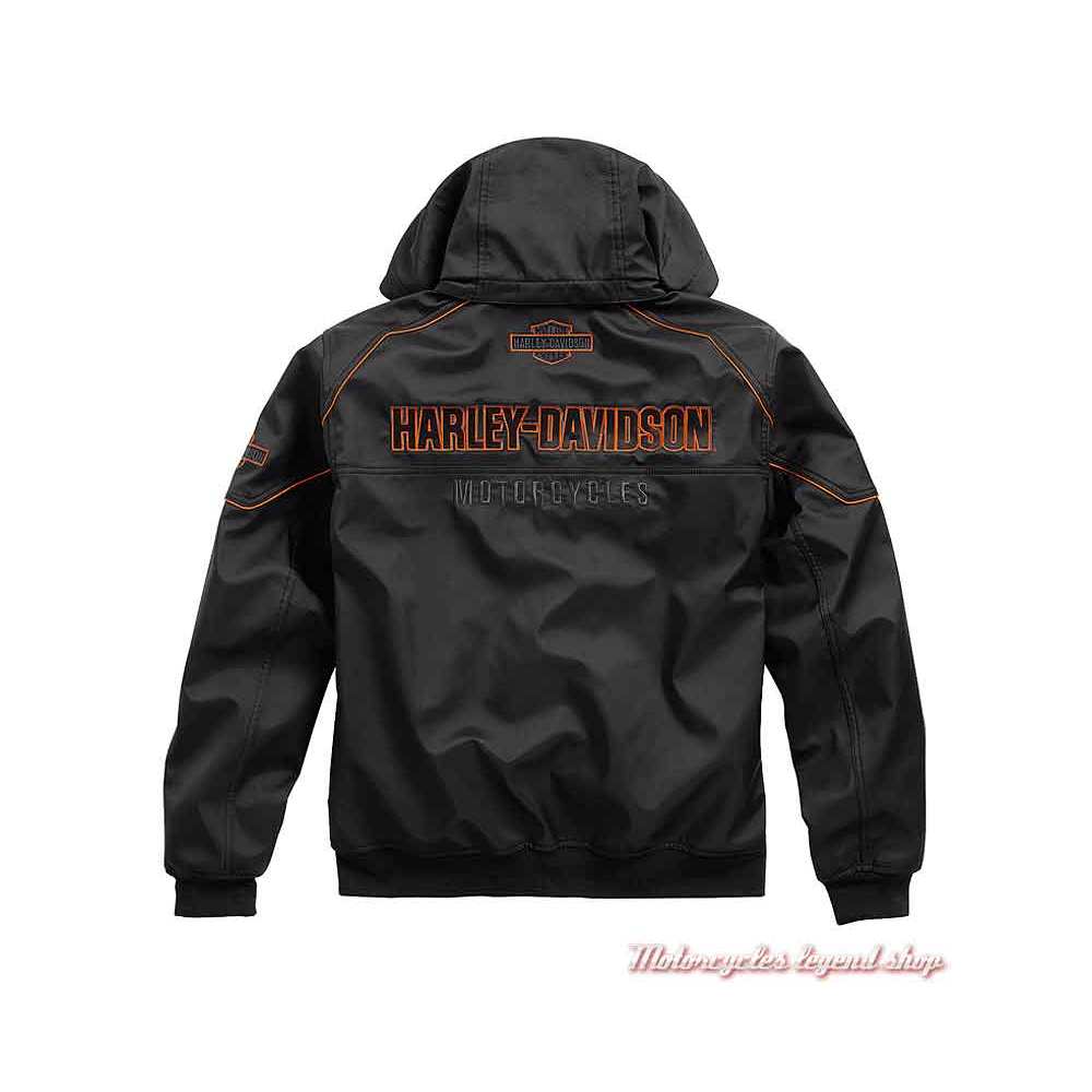 Blouson polaire Idyll Performance homme, capuche amovible, noir, polyester, Harley-Davidson dos, 98163-21VM