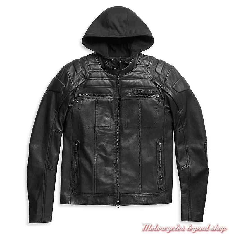 Blouson cuir Auroral II homme Harley-Davidson, noir, skull, réfléchissant, sweat amovible, 98003-21EM