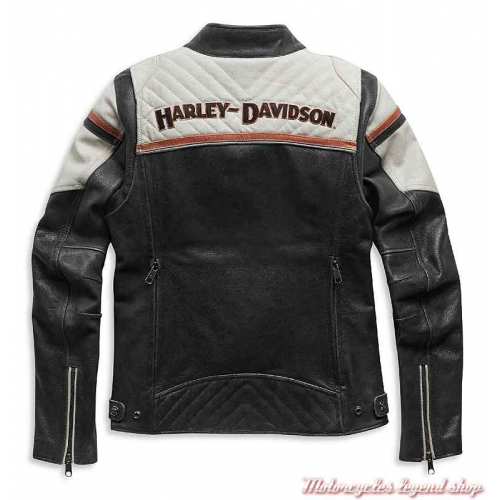 Blouson cuir Miss Enthusiast II Harley-Davidson femme, noir, beige, triple aération, dos, 98008-21EW