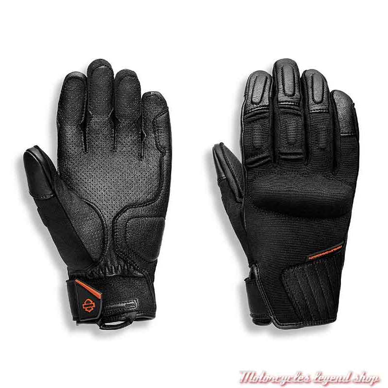 Gants Brawler Harley-Davidson homme, tissu et cuir, Coolcore, noir, 98102-21EM