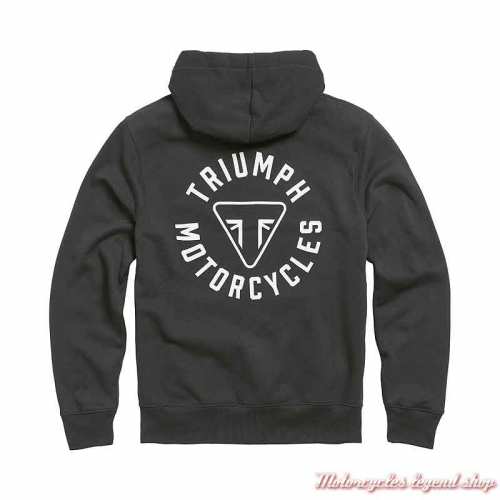 Sweatshirt Digby Jet Black homme Triumph, zippé, à capuche, coton, dos, MSWS21015