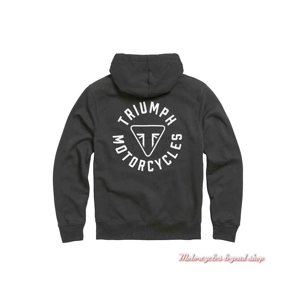 Sweatshirt Digby Jet Black homme Triumph, zippé, à capuche, coton, dos, MSWS21015