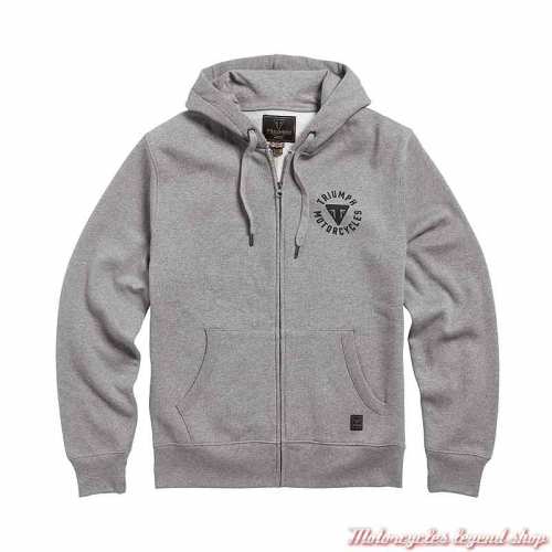 Sweatshirt Digby Gris clair homme Triumph, zippé, à capuche, coton, MSWS21016