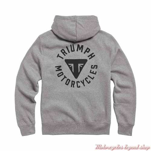 Sweatshirt Digby Gris clair homme Triumph, zippé, à capuche, coton, dos, MSWS21016