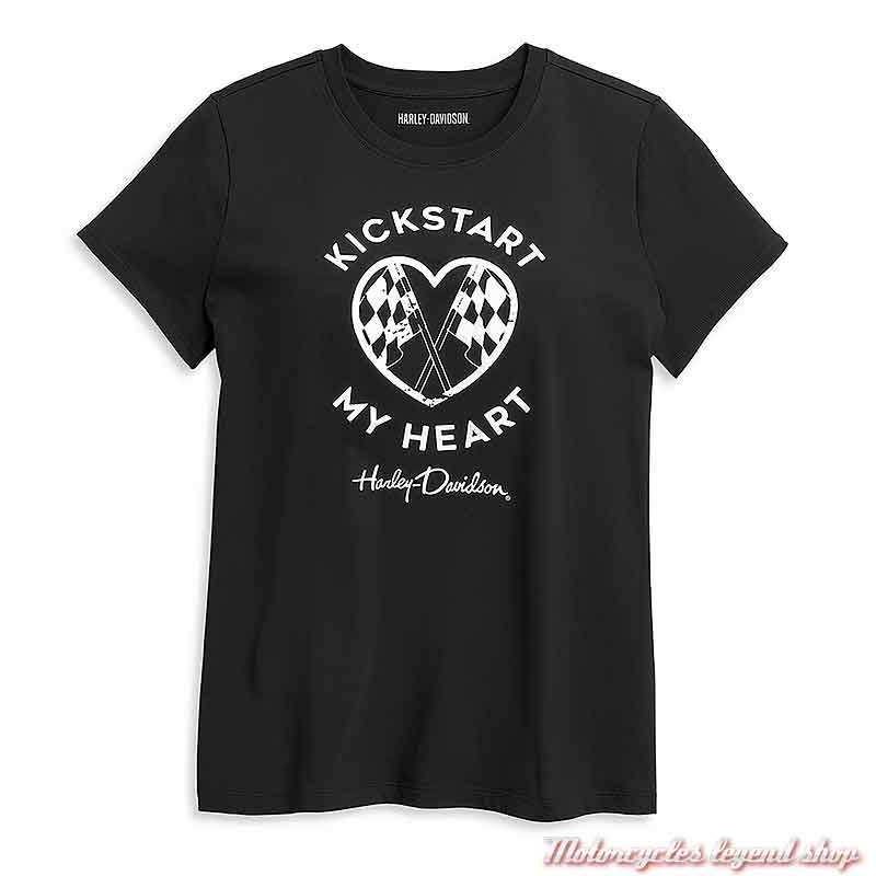 Tee-shirt Kickstart My Heart Harley-Davidson femme, noir, manches courtes, col rond, coton, 96405-21VW