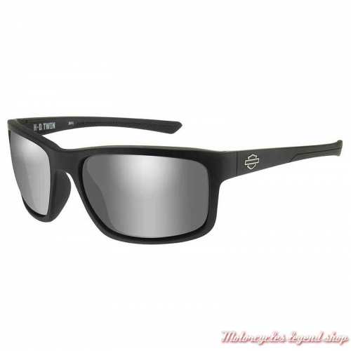Lunettes solaire Twin black Harley-Davidson noir mat, verres gris silver, HATWN02