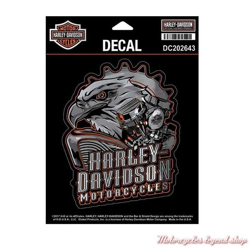 Sticker Eagle Engine Harley-Davidson, gris, orange, DC202643