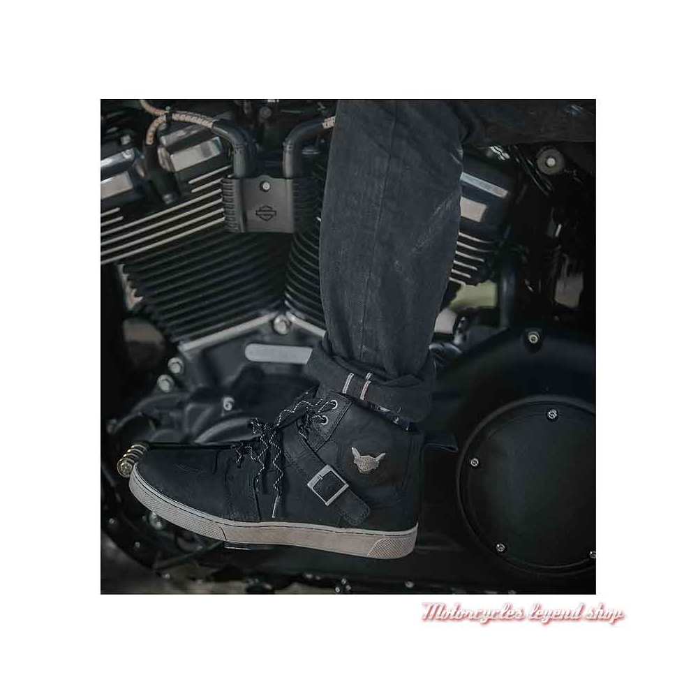 Baskets Bateman Harley-Davidson homme, noir, lacets, sangle, homologuées CE, visuel, D97169