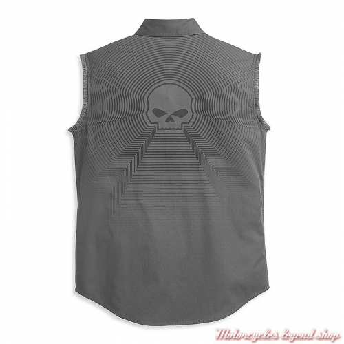 Chemise sans manche Radiating Skull Harley-Davidson, gris, coton, dos, 96348-21VM