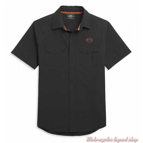 Chemisette Performance Harley-Davidson homme, noir, orange, polyester ripstop, 96330-21VM