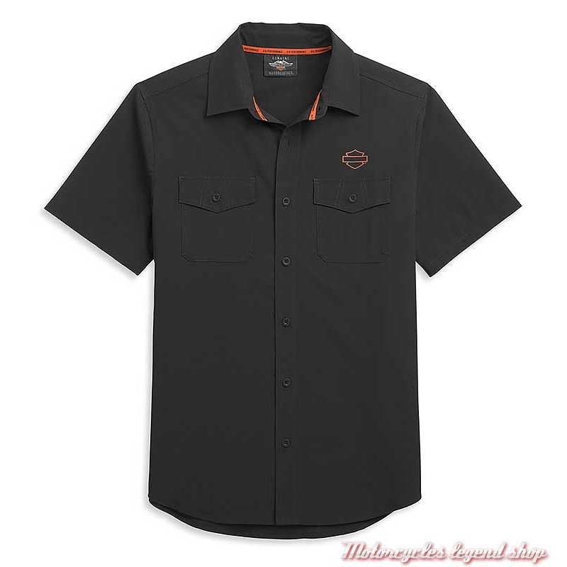 Chemisette Performance Harley-Davidson homme, noir, orange, polyester ripstop, 96330-21VM