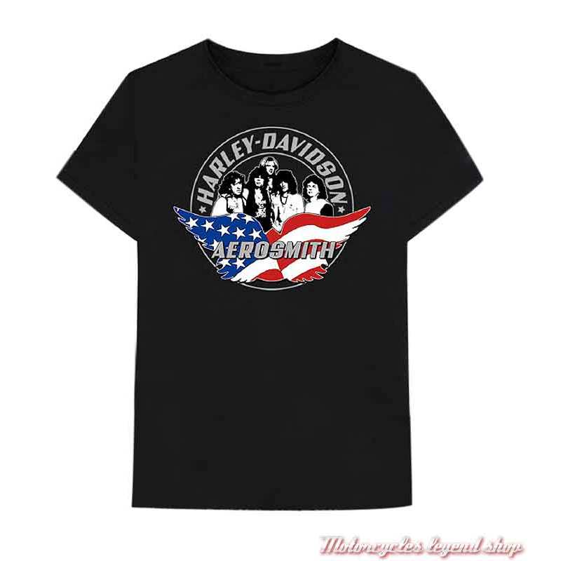 Tee-shirt Aerosmith Force One Harley-Davidson homme, noir, manches courtes, coton, 40290569