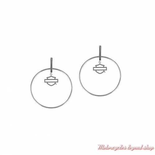 Boucles d'oreilles acier anneaux Bar & Shield Harley-Davidson HSE0003