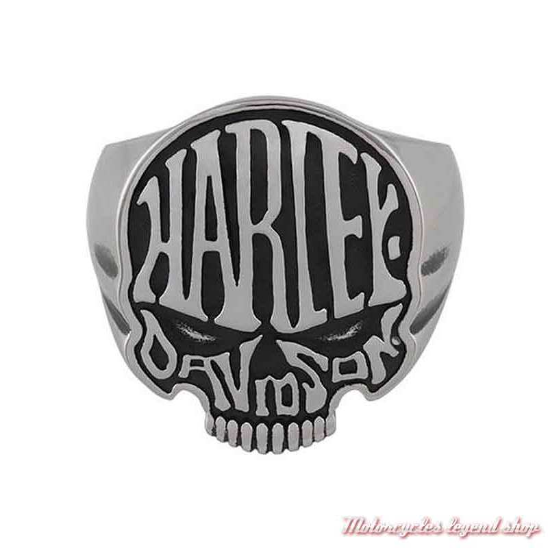 Bague acier Calavera Harley-Davidson homme Skull noir acier, HSR0082