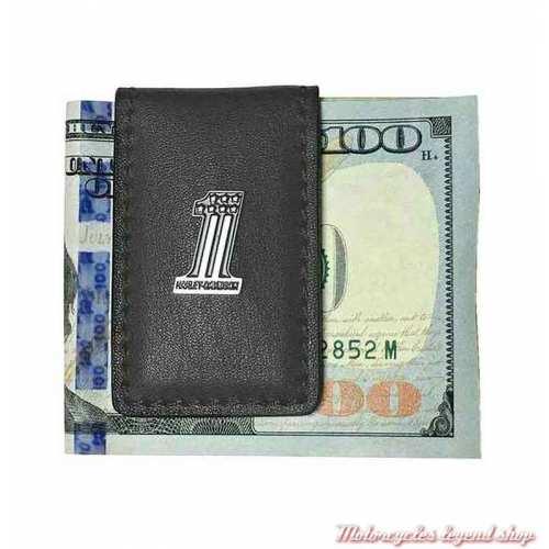 Porte billet One US Harley-Davidson cuir noir, aimanté, visuel, CR2381L-Black