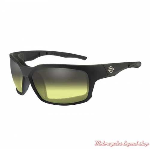 Lunettes jour/nuit Cogs jaune Harley-Davidson, noir mat, fumé gris, cavité intérieur amovible, HDCGS11